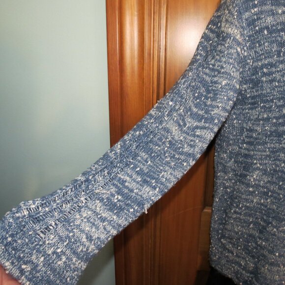 Veronique Denim Blue/White Slub Funnel Neck Sweater Poly & Wool Ireland Size 14 - Picture 5 of 11